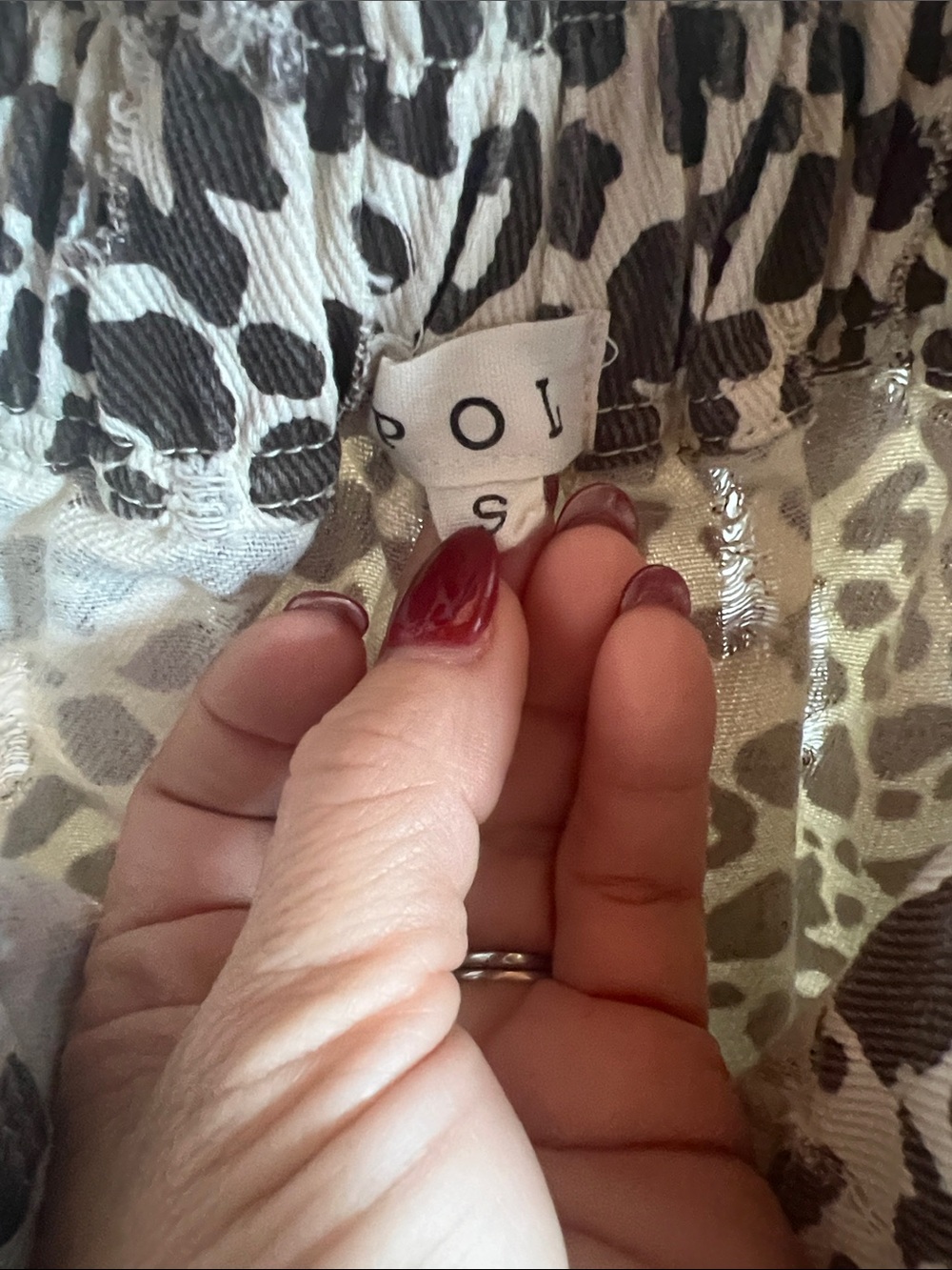 POL Leopard-Print Drawstring Cargo Joggers in Brown and Cream (giraffe) - Picture 2 of 4